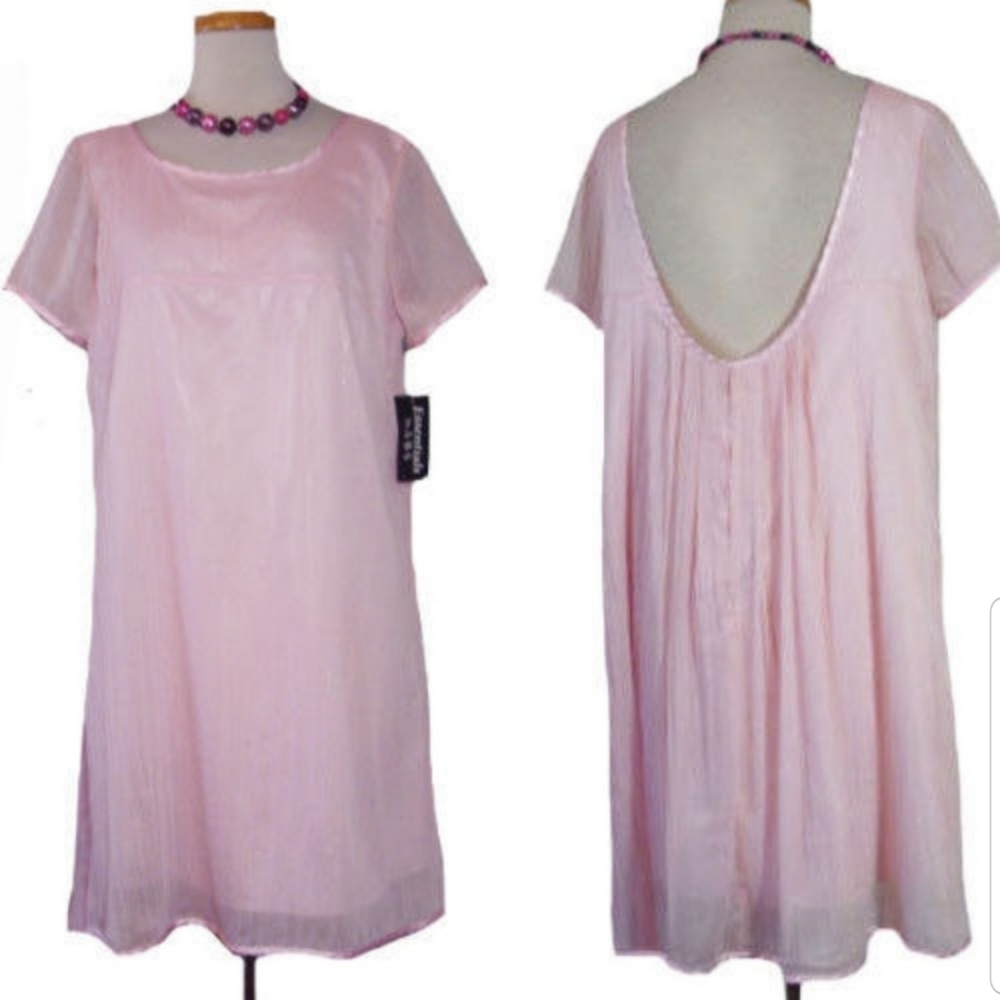 Essentials ABS Sheer Metalic Tent Dress Low Back L